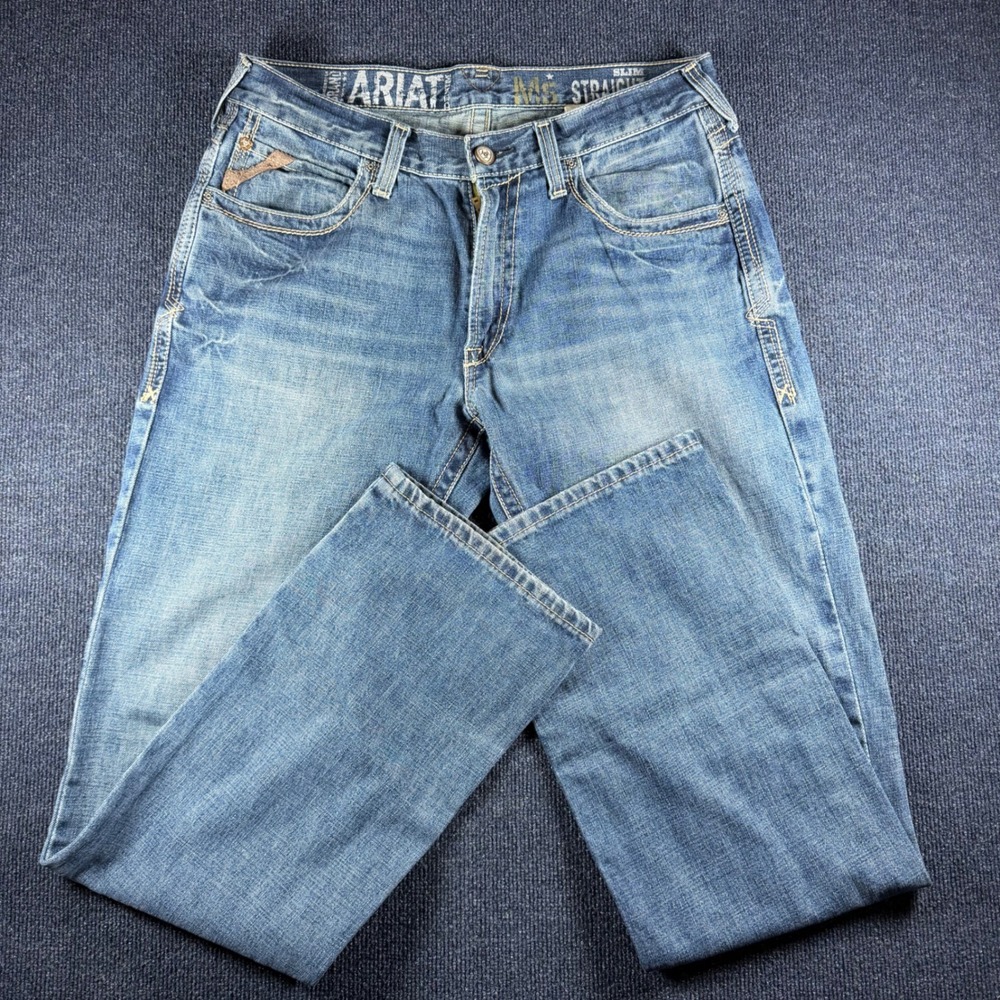 Ariat M5 Mens Jeans 34x36 34in Waist Medium Wash Slim Straight Cotton